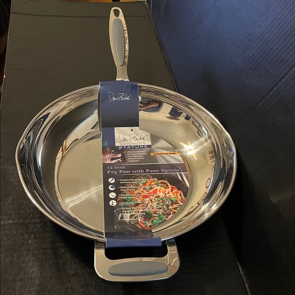 Silver Fry Pan with Pour Spouts